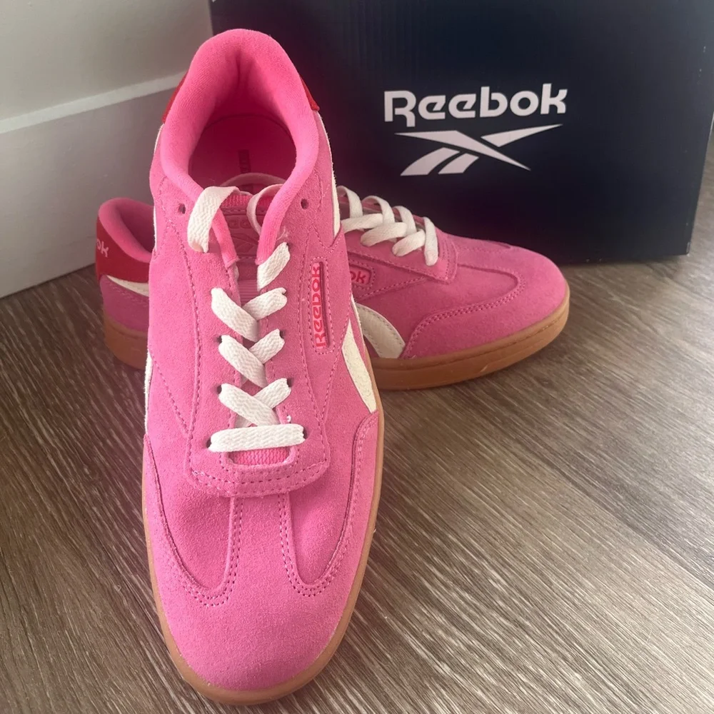 REEBOK Suede Forte Lounger Sneakers Pink Coral White Womens Size 8.5 NEW - Picture 5 of 11